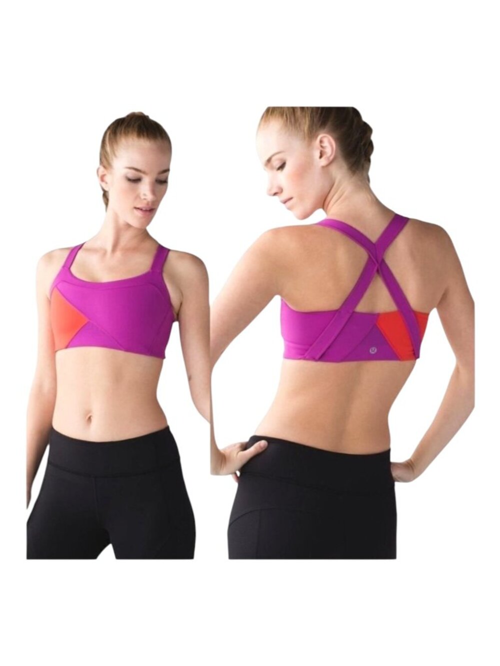 Lululemon Purple And‎ Red Criss Cross Back Kanto Catch Me Sports Bra Size 4